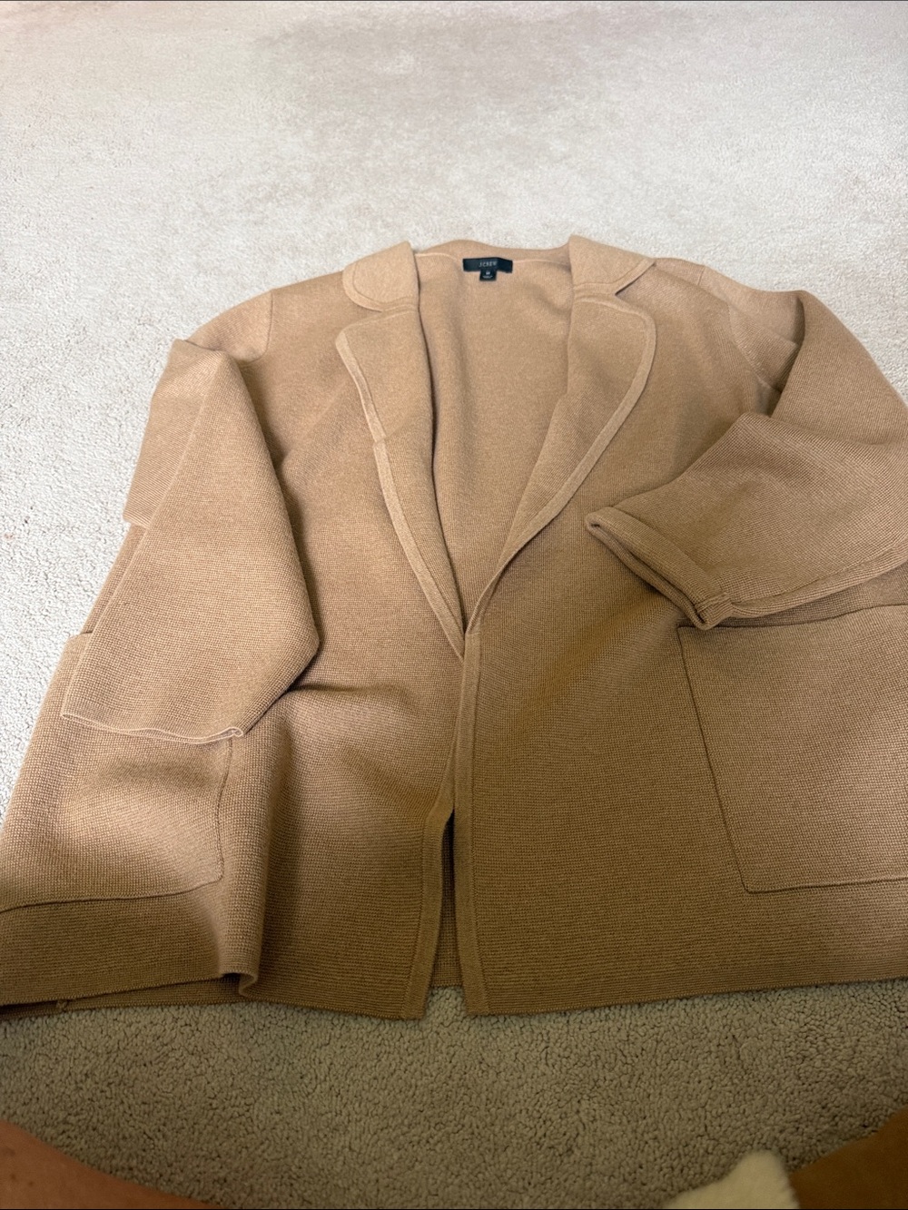 J. Crew Tan Knit Open-Front Blazer